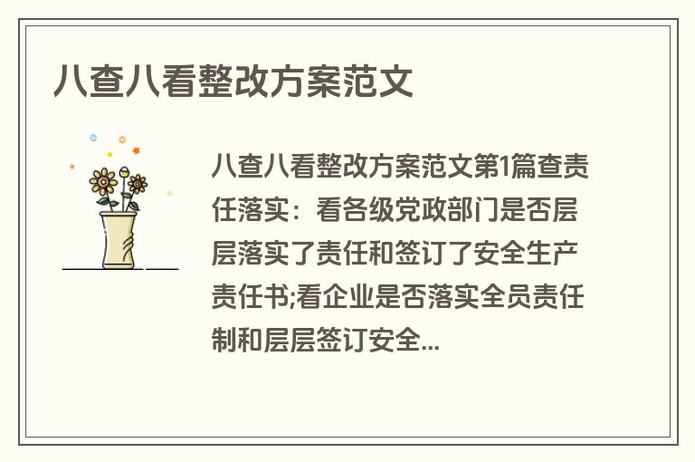 八查八看整改方案范文