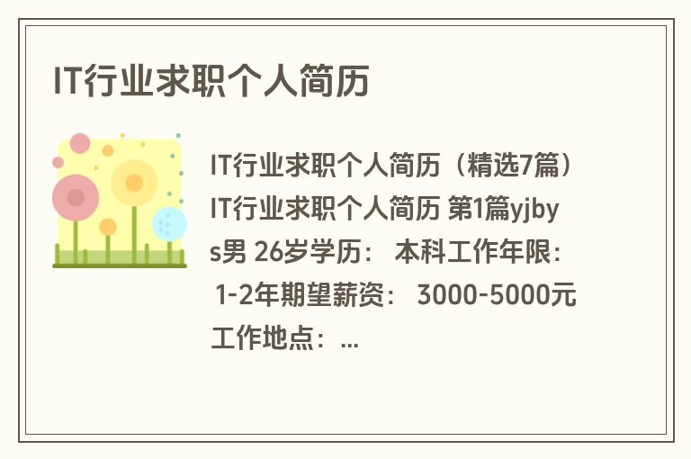 IT行业求职个人简历
