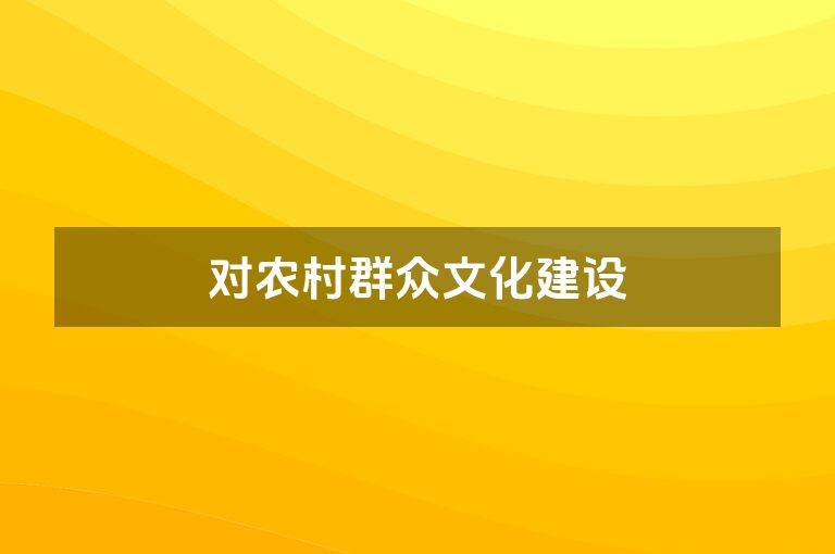 对农村群众文化建设