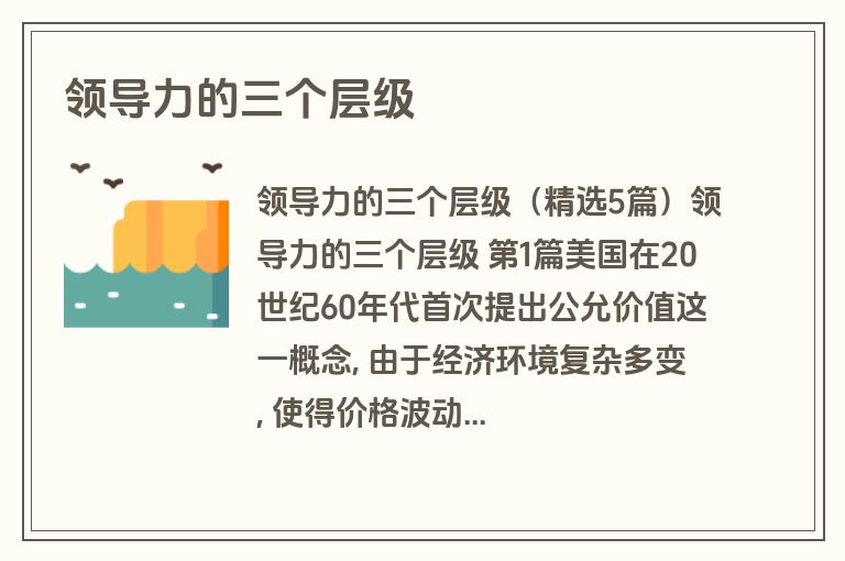 领导力的三个层级