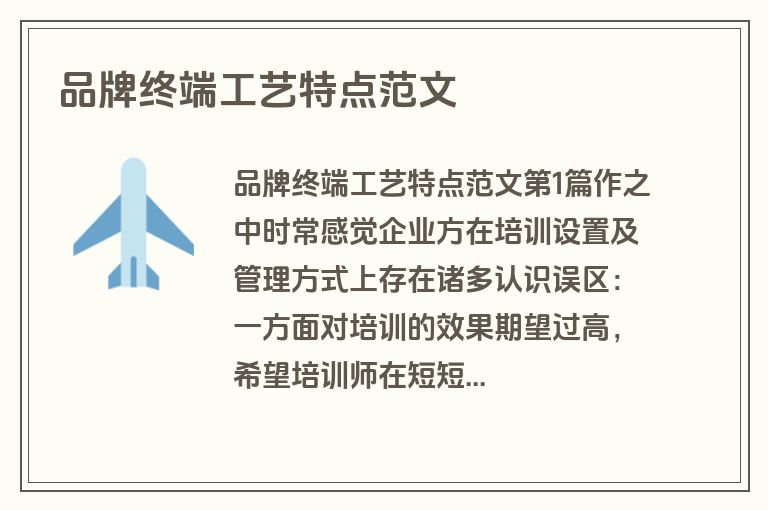 品牌终端工艺特点范文