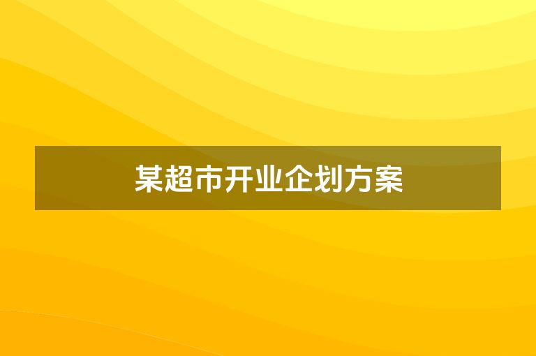 某超市开业企划方案