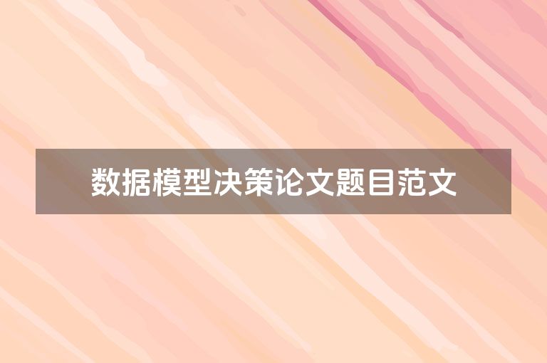 数据模型决策论文题目范文