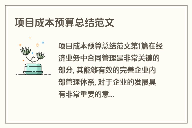 项目成本预算总结范文