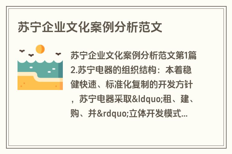 苏宁企业文化案例分析范文