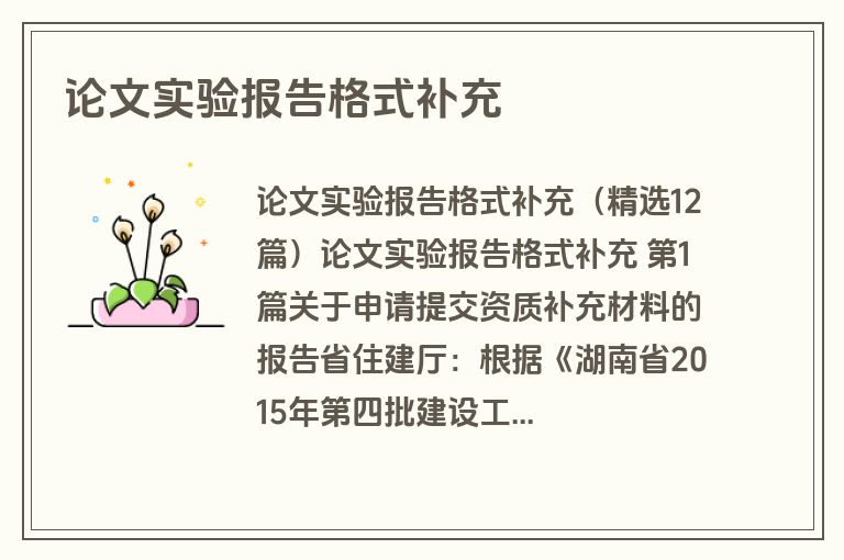 论文实验报告格式补充