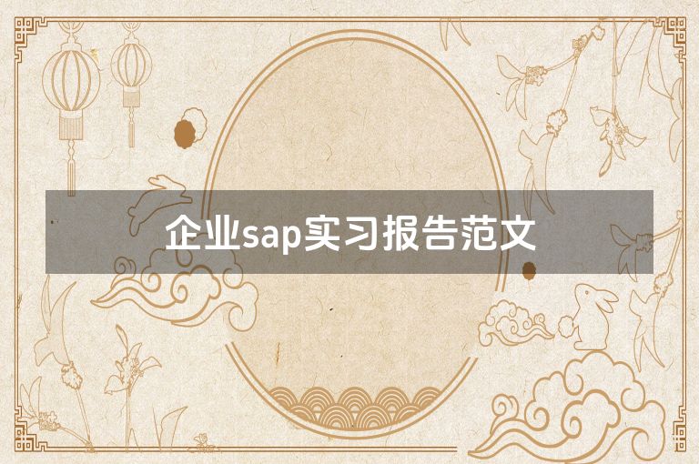 企业sap实习报告范文 企业sap实习报告范文