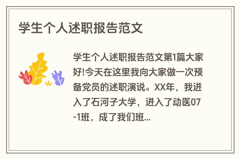 学生个人述职报告范文