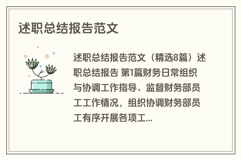 述职总结报告范文