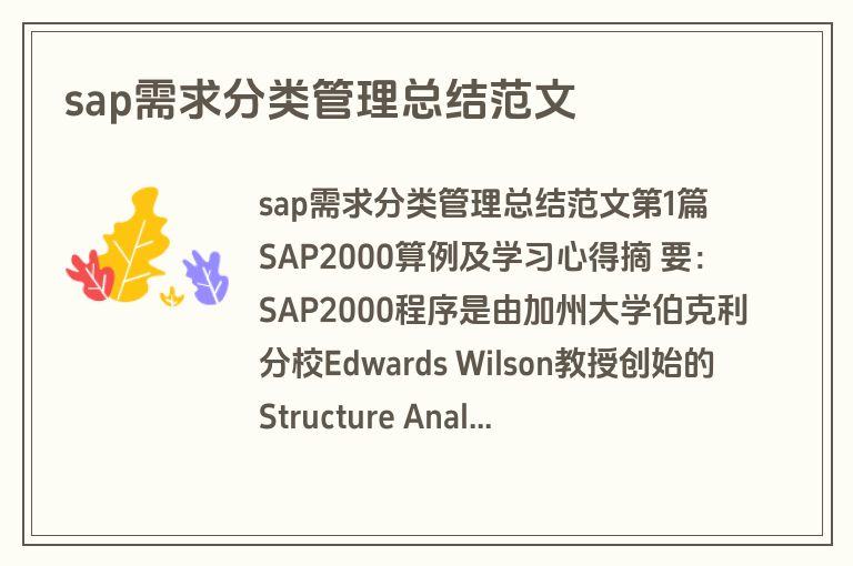 sap需求分类管理总结范文