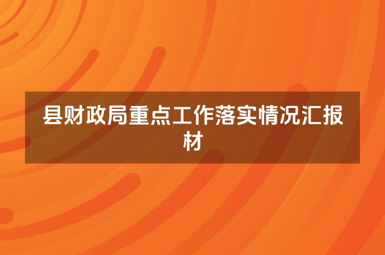 县财政局重点工作落实情况汇报材