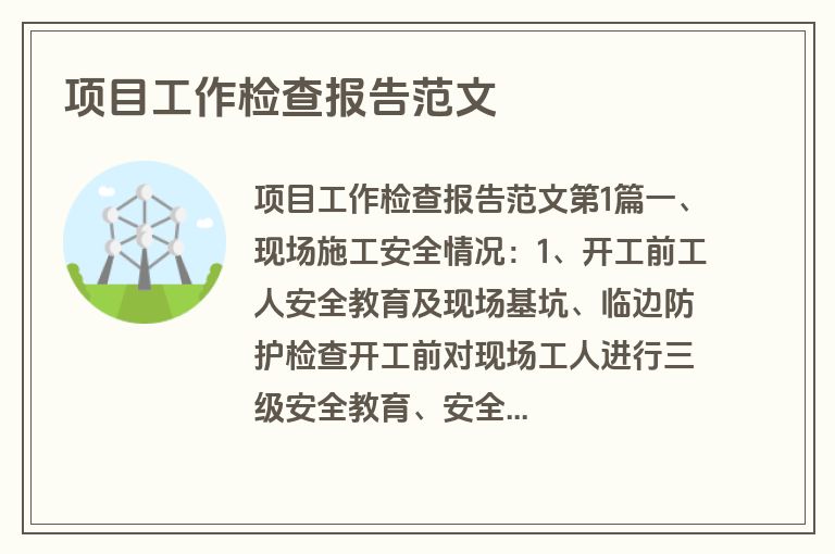 项目工作检查报告范文