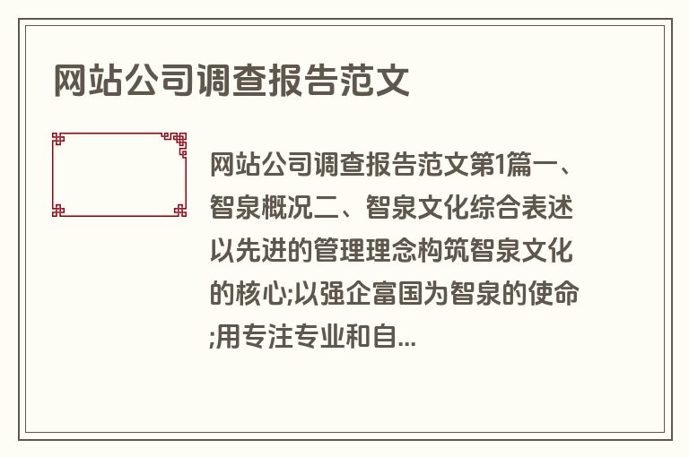 网站公司调查报告范文