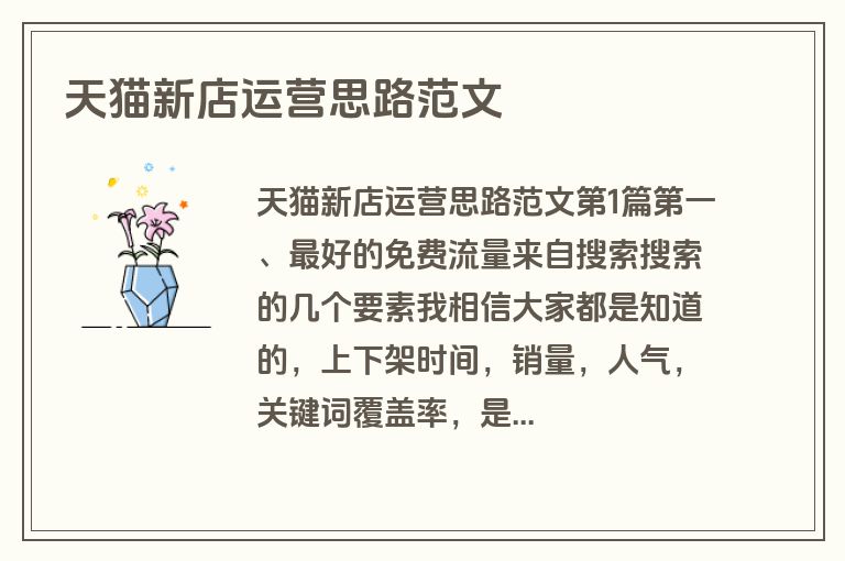 天猫新店运营思路范文