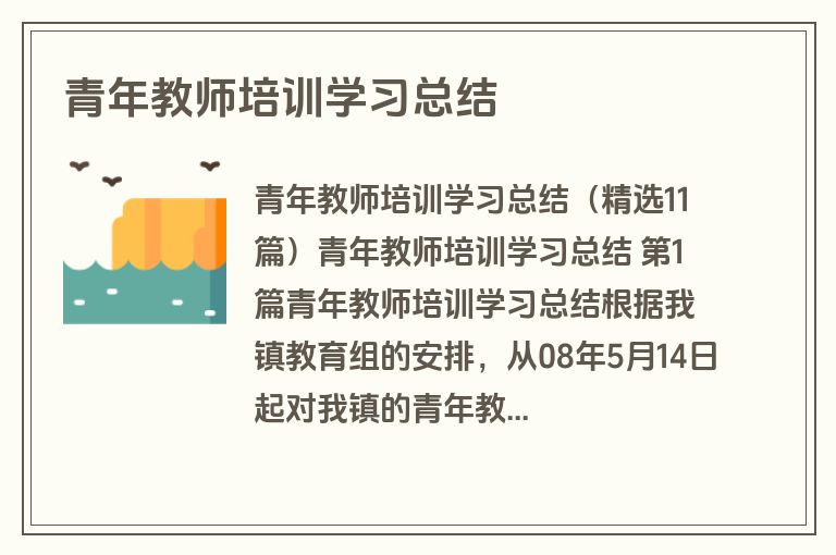 青年教师培训学习总结