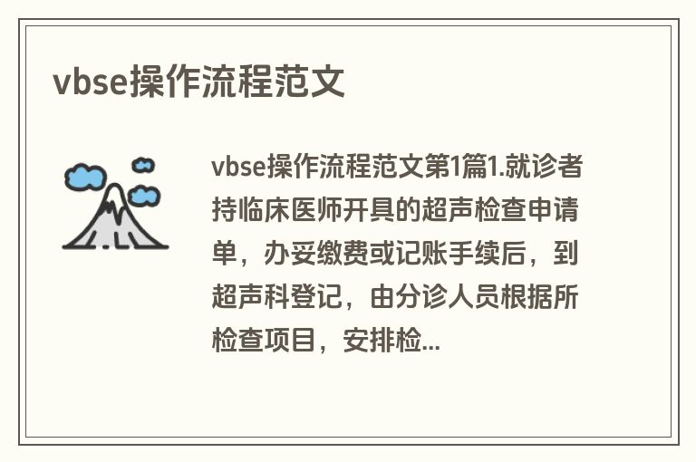 vbse操作流程范文