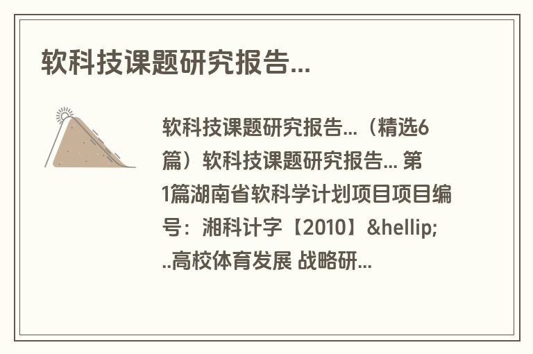 软科技课题研究报告...