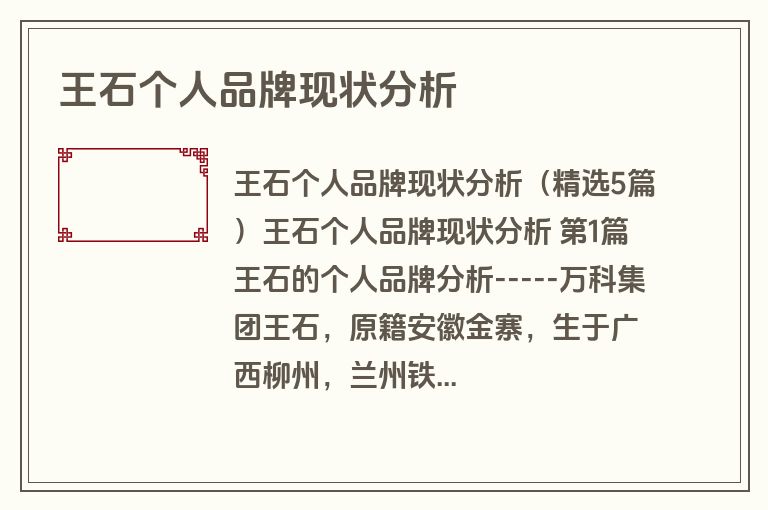 王石个人品牌现状分析