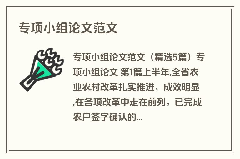 专项小组论文范文