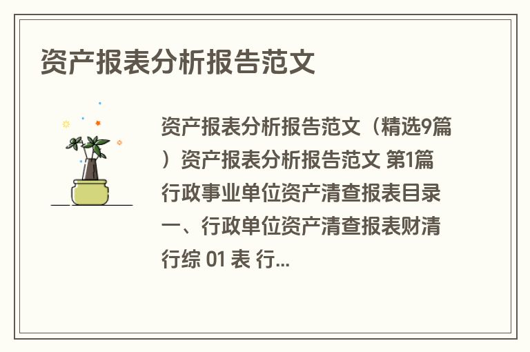 资产报表分析报告范文