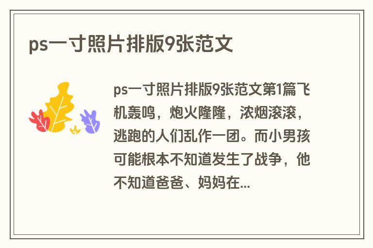 ps一寸照片排版9张范文