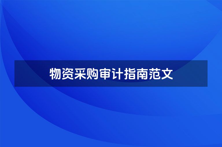 物资采购审计指南范文