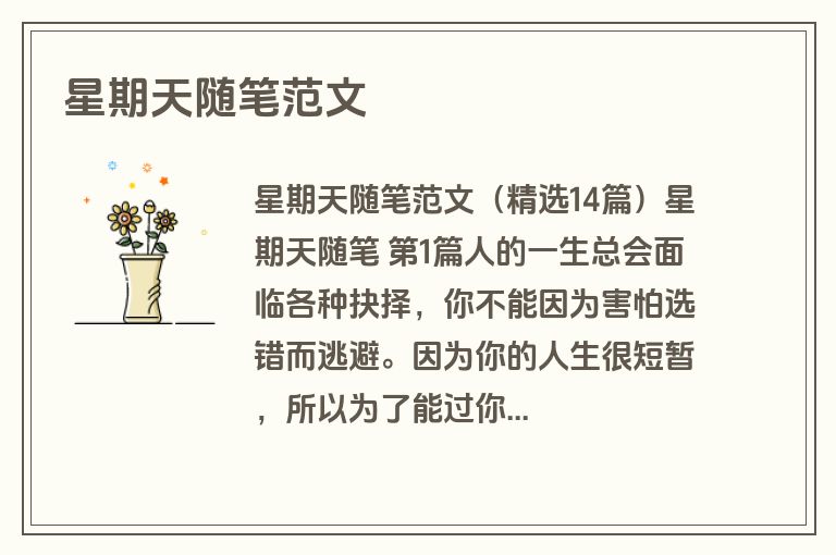 星期天随笔范文