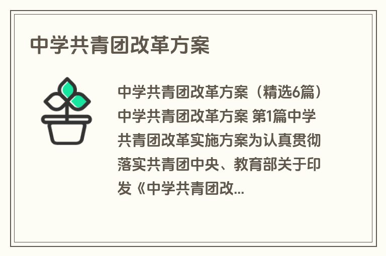 中学共青团改革方案