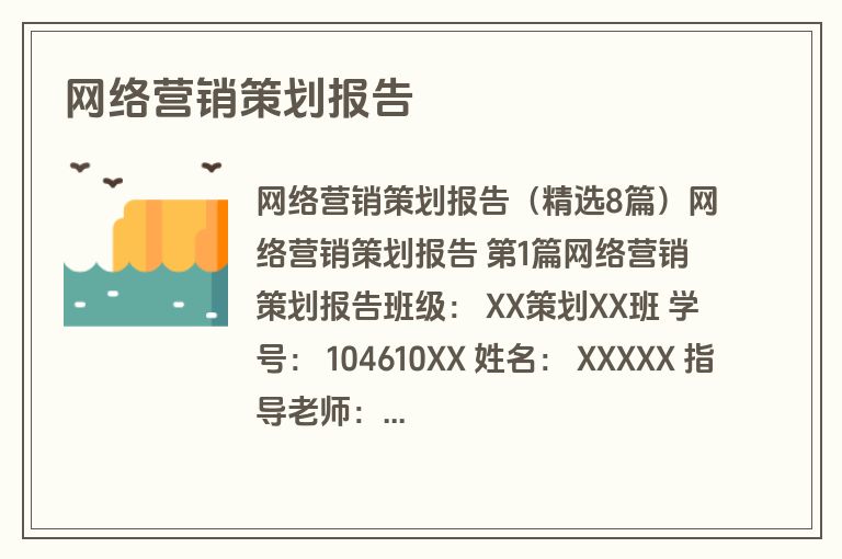 网络营销策划报告