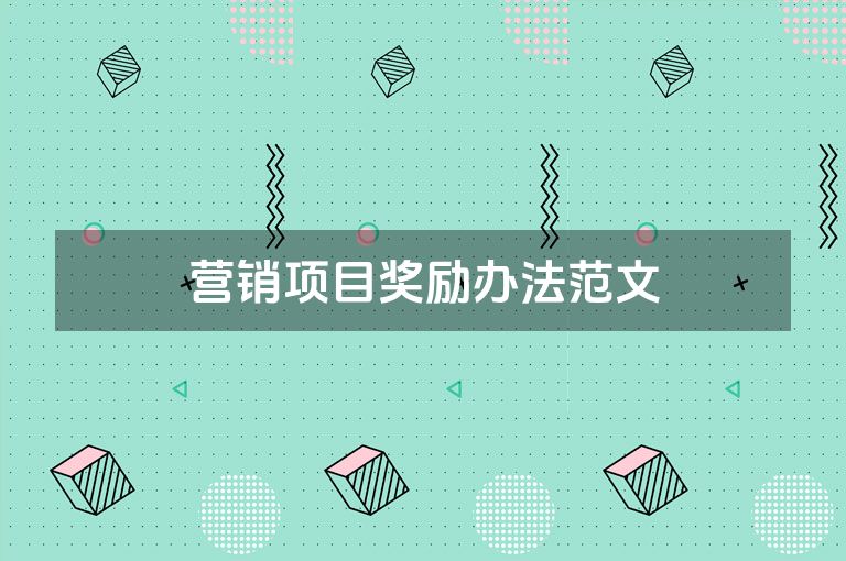 营销项目奖励办法范文