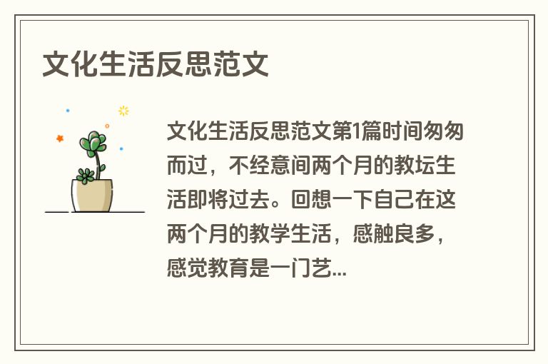 文化生活反思范文