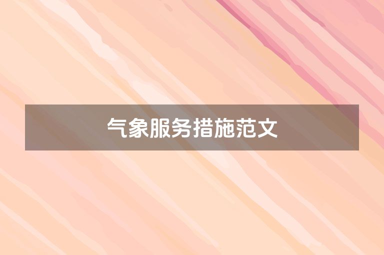 气象服务措施范文