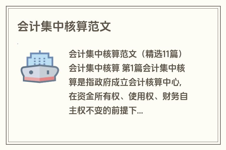 会计集中核算范文