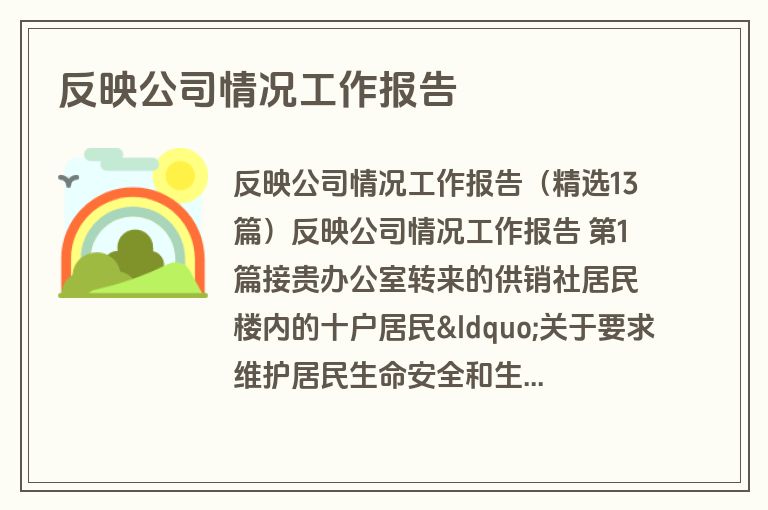 反映公司情况工作报告