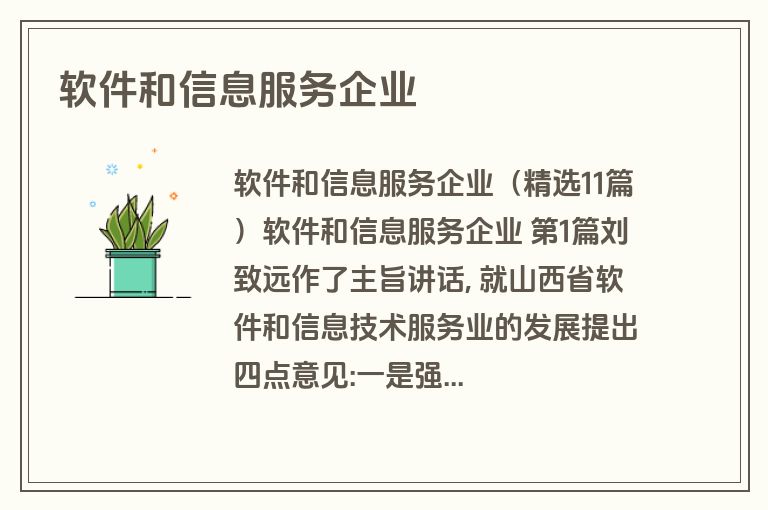 软件和信息服务企业