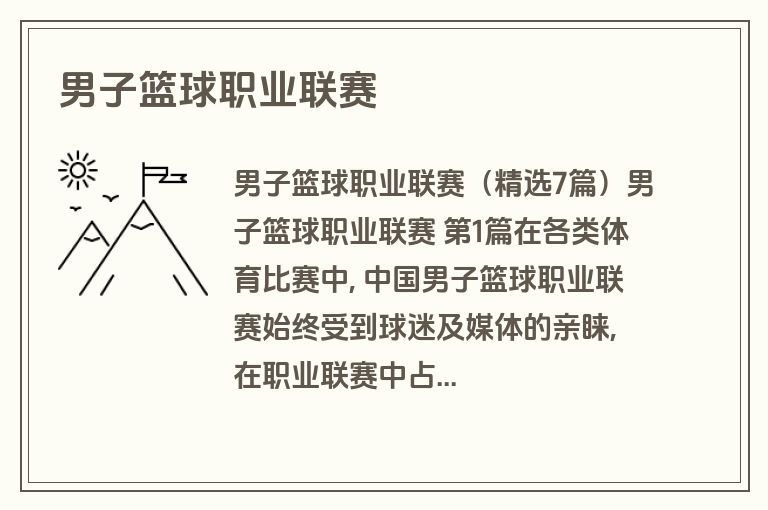 男子篮球职业联赛