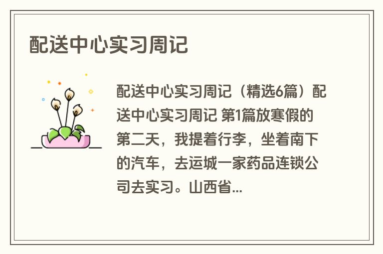 配送中心实习周记