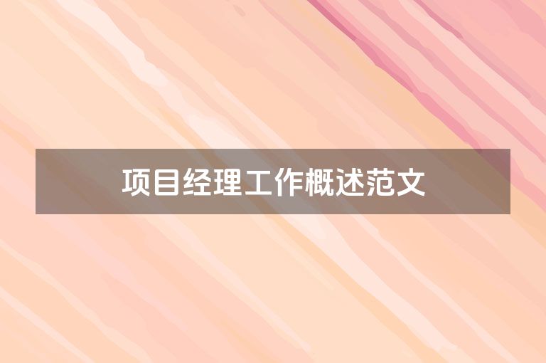 项目经理工作概述范文