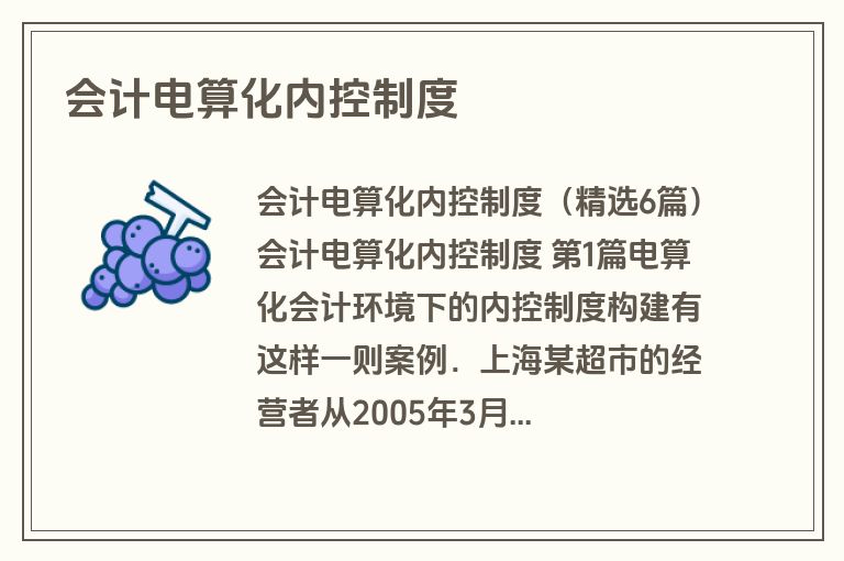 会计电算化内控制度