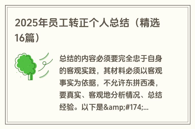 2025年员工转正个人总结（精选16篇）
