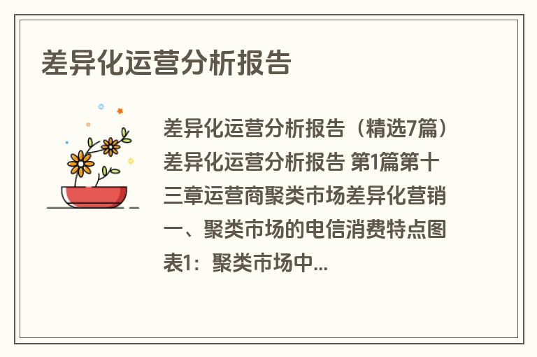 差异化运营分析报告