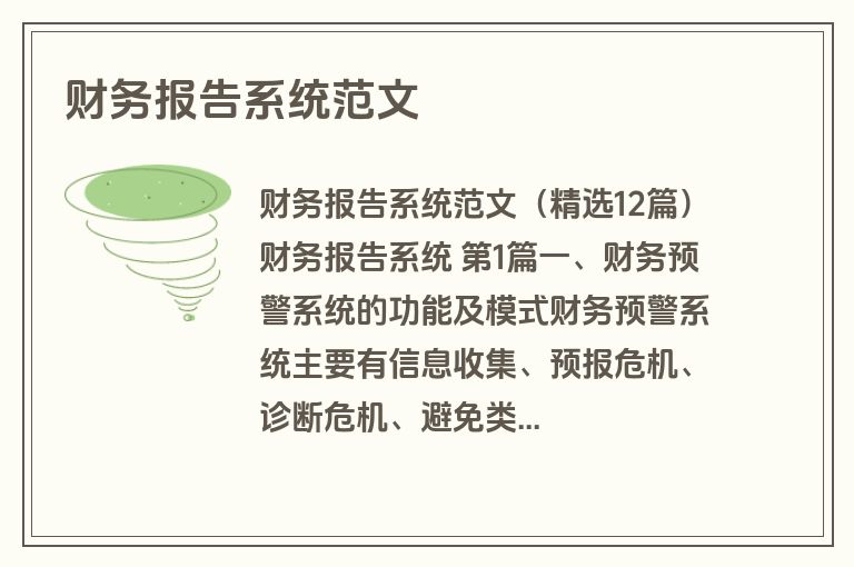 财务报告系统范文