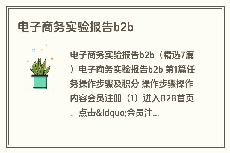 电子商务实验报告b2b