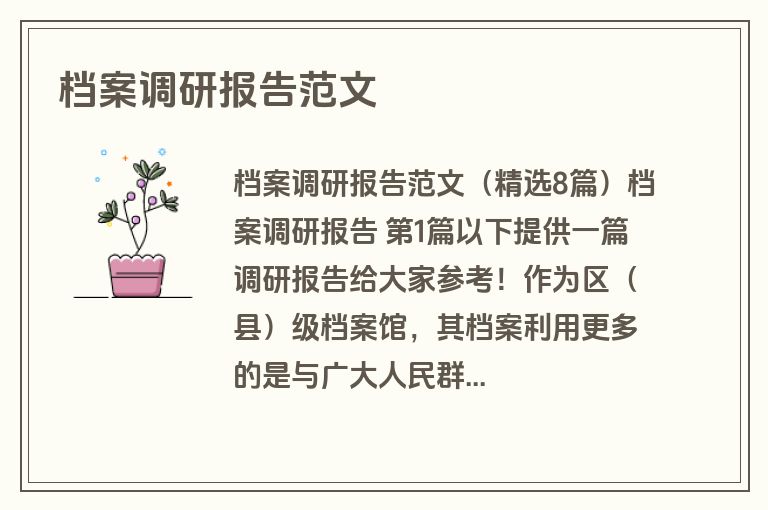 档案调研报告范文