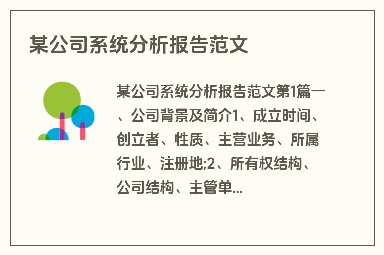 某公司系统分析报告范文