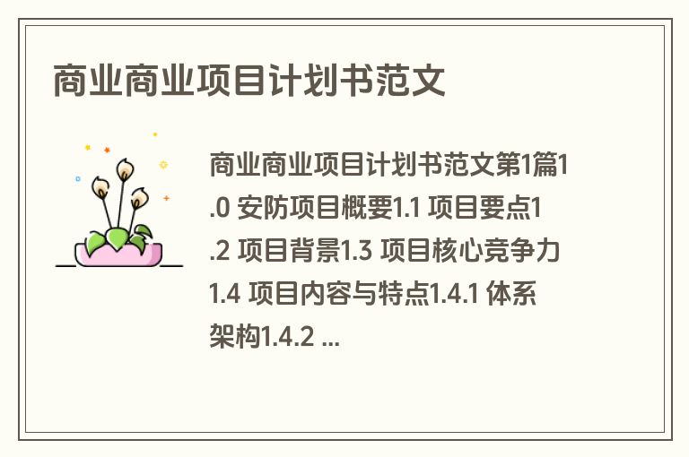 商业商业项目计划书范文