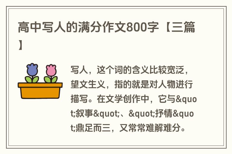 高中写人的满分作文800字【三篇】