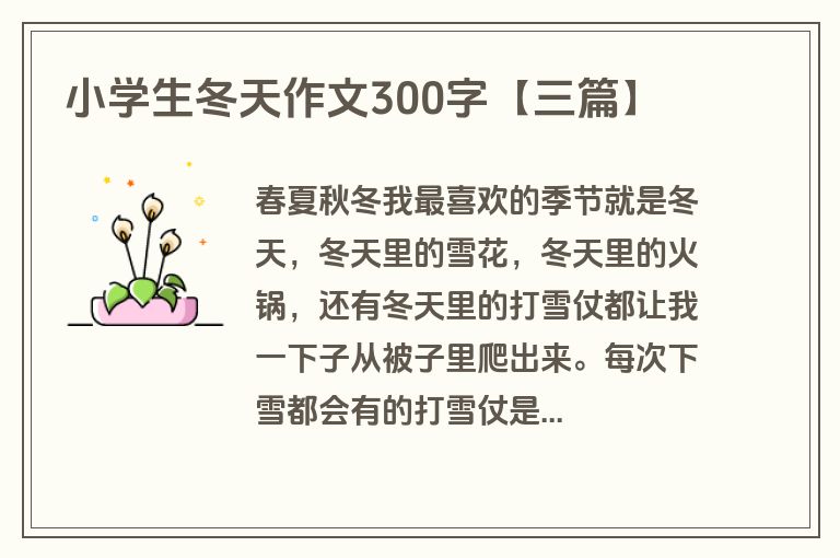 小学生冬天作文300字【三篇】
