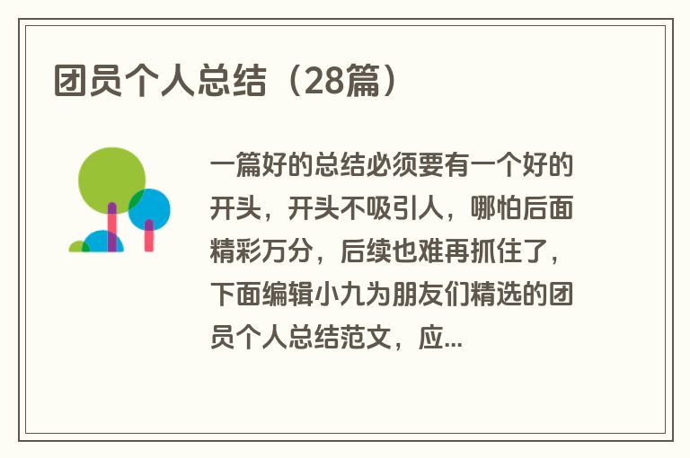 团员个人总结（28篇）