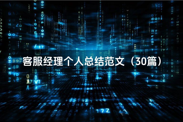 客服经理个人总结范文（30篇）